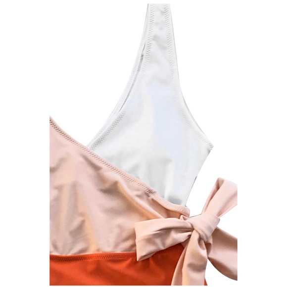 NWT ✨ Cupshe | Color Blocked Wrap Tie Swimsuit 🍊 - Picture 5 of 9